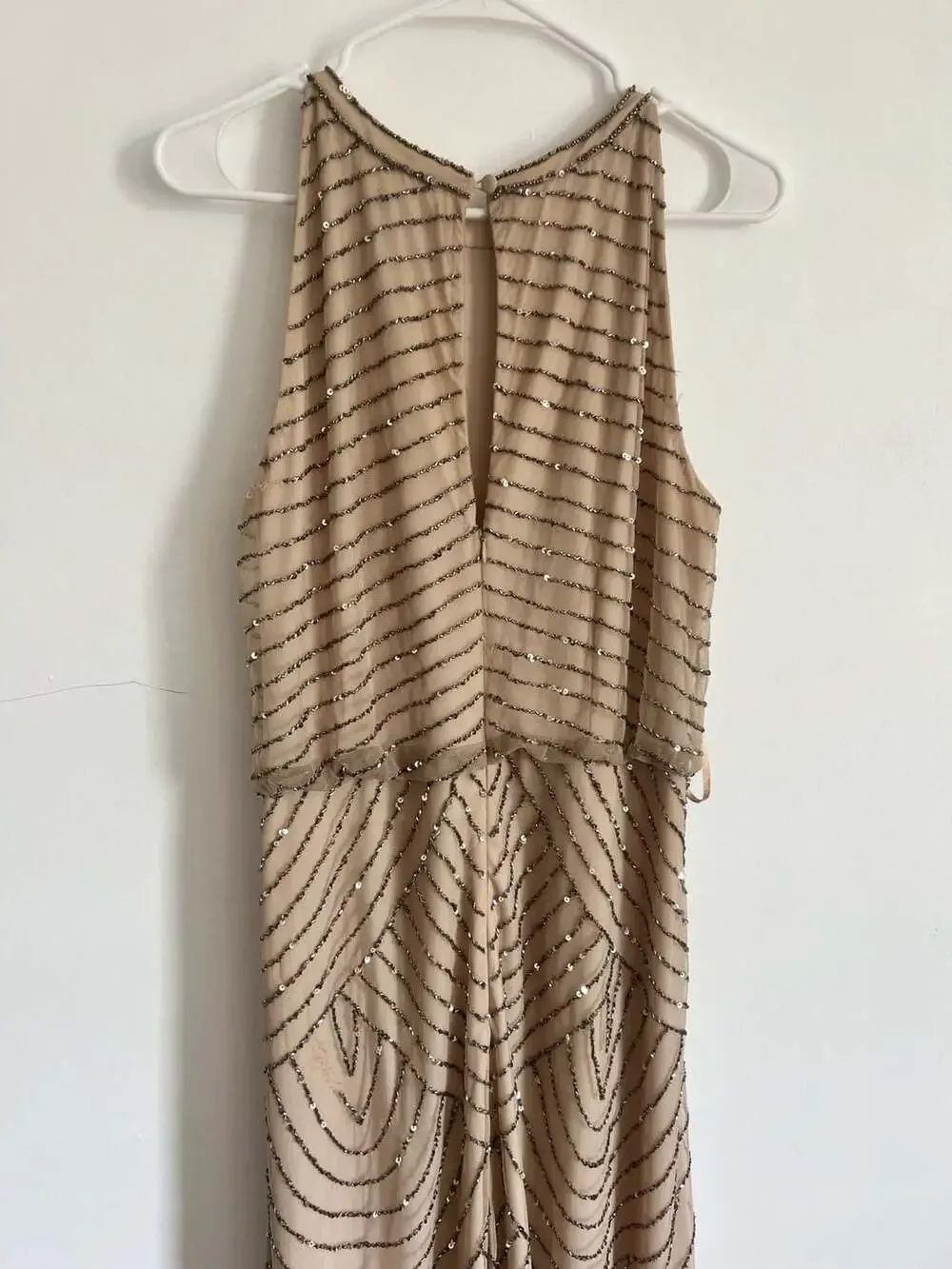 Adrianna Papell Madigan Art Deco Beaded Halter Blouson Gown - Picture 8 of 12